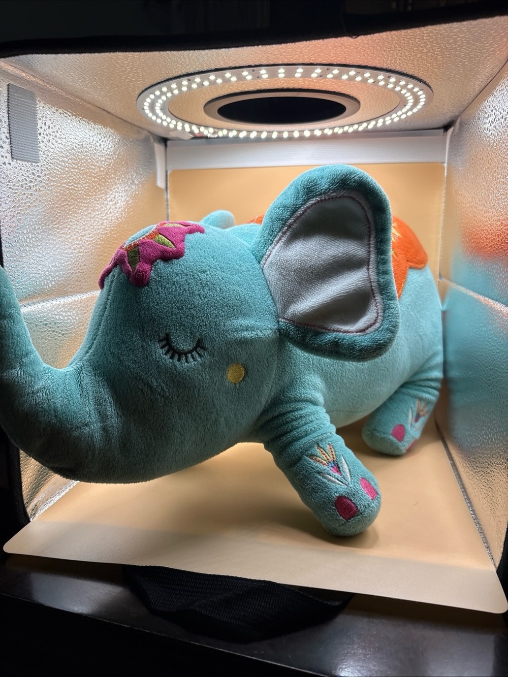 Levtex Baby Zahara Elephant Plush Stuffed Animal Teal Floral Boho 14”